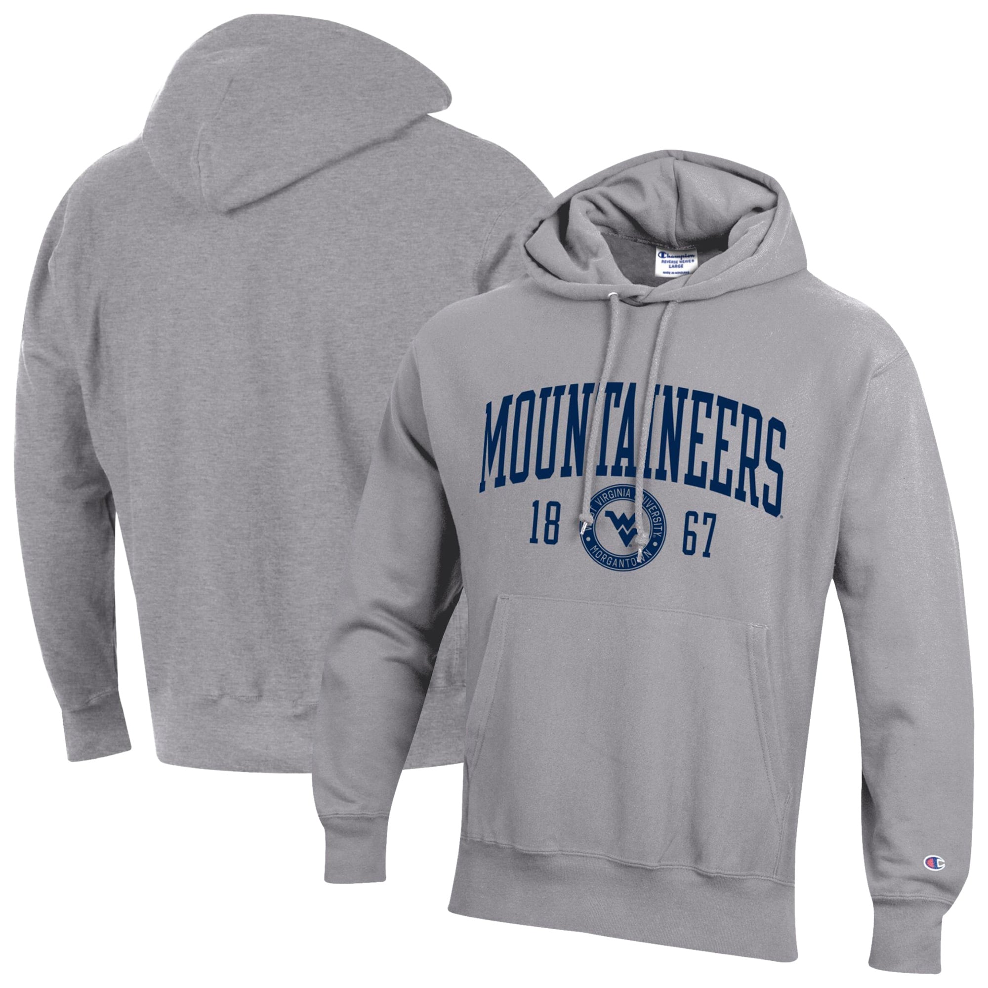 Men's Champion  Heather Gray West Virginia Mountaineers Established Reverse Weave Hoodie