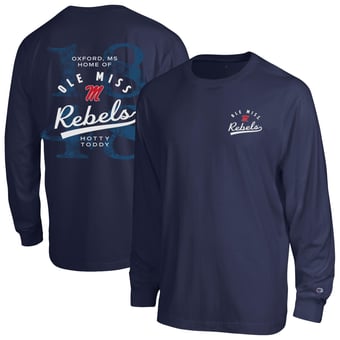 Men's Champion  Navy Ole Miss Rebels Laminated All-Star Long Sleeve T-Shirt