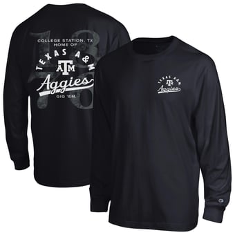 Men's Champion  Black Texas A&M Aggies Laminated All-Star Long Sleeve T-Shirt