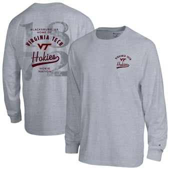 Men's Champion  Heather Gray Virginia Tech Hokies Laminated All-Star Long Sleeve T-Shirt