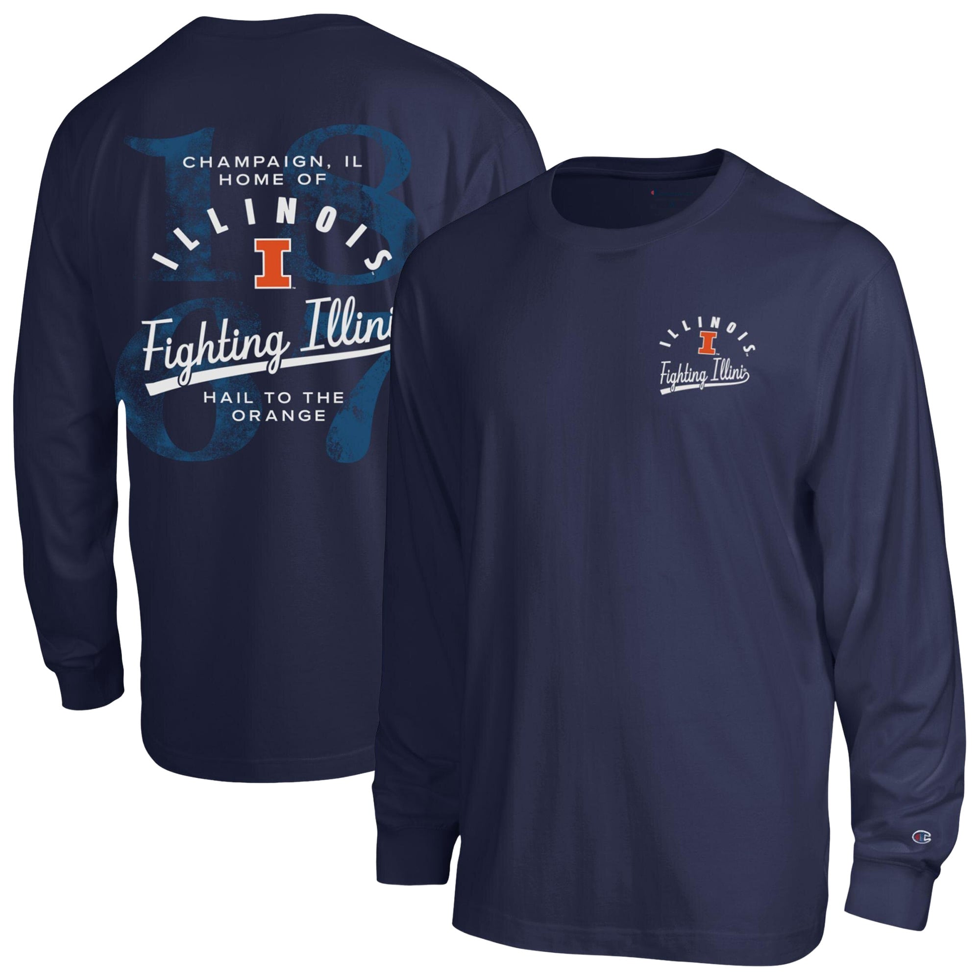 Men's Champion  Navy Illinois Fighting Illini Laminated All-Star Long Sleeve T-Shirt