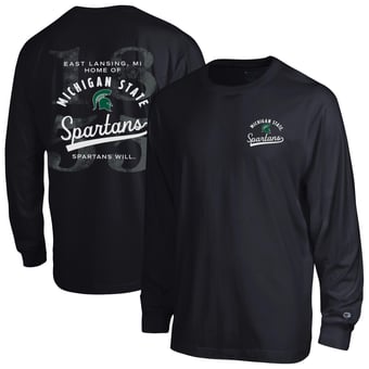 Men's Champion  Black Michigan State Spartans Laminated All-Star Long Sleeve T-Shirt