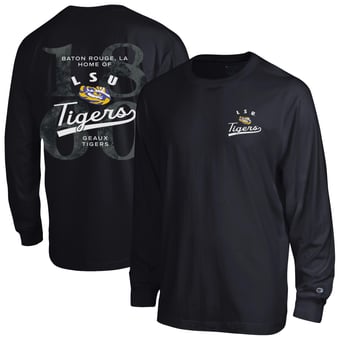 Men's Champion  Black LSU Tigers Laminated All-Star Long Sleeve T-Shirt