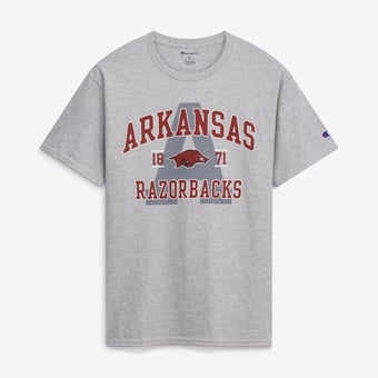 Men's Champion Heather Gray Arkansas Razorbacks Varsity T-Shirt