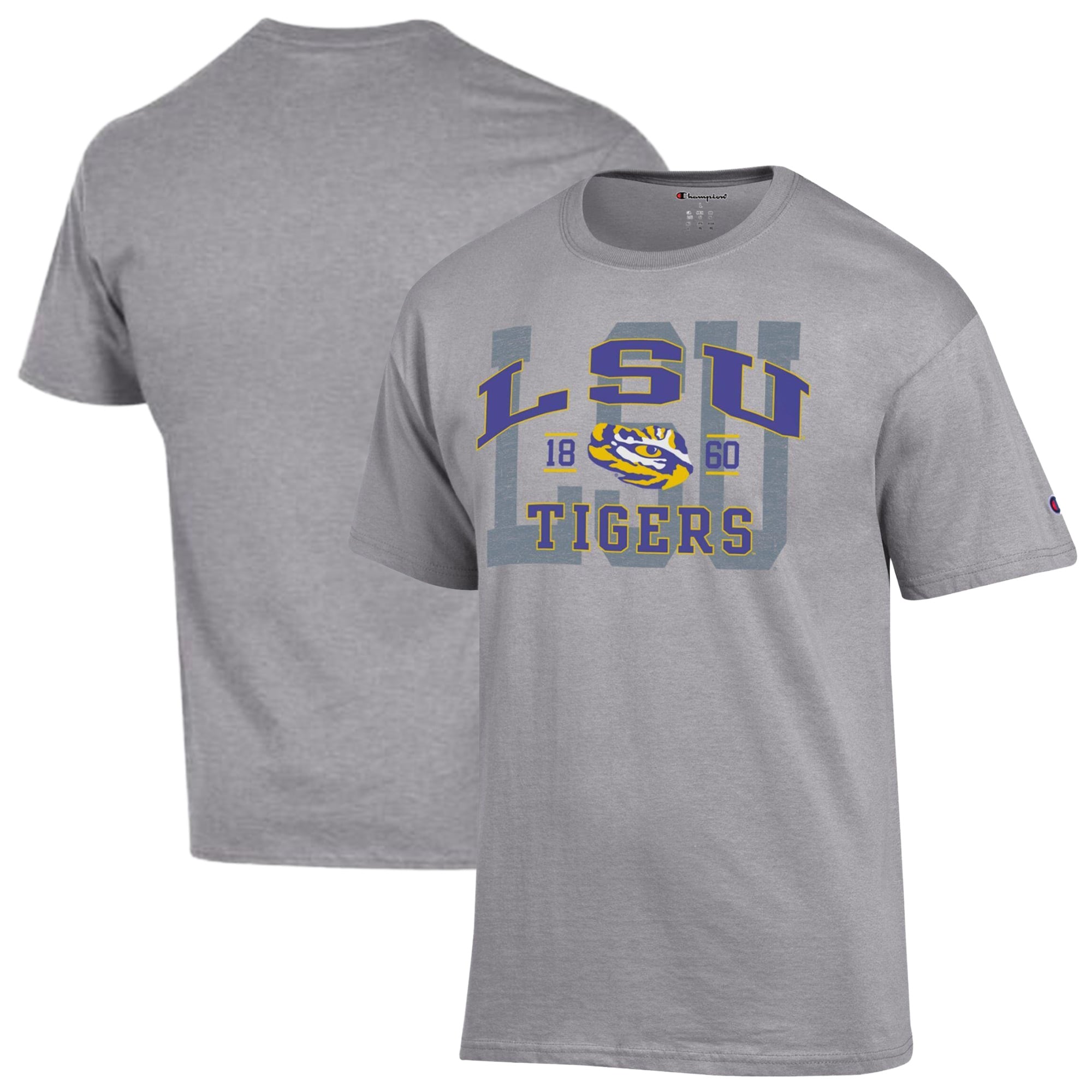 Men's Champion Heather Gray LSU Tigers Varsity T-Shirt