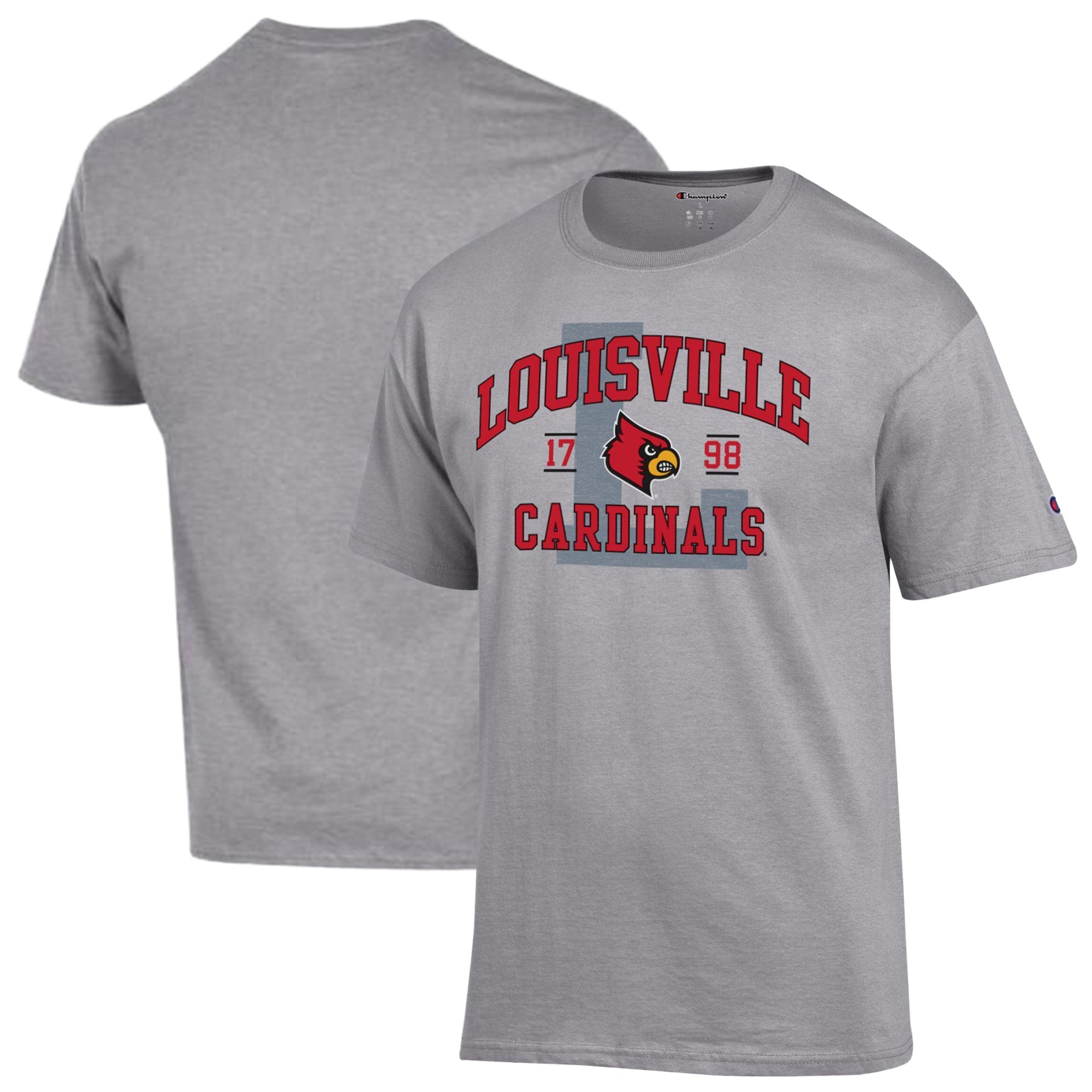 Men's Champion Heather Gray Louisville Cardinals Varsity T-Shirt