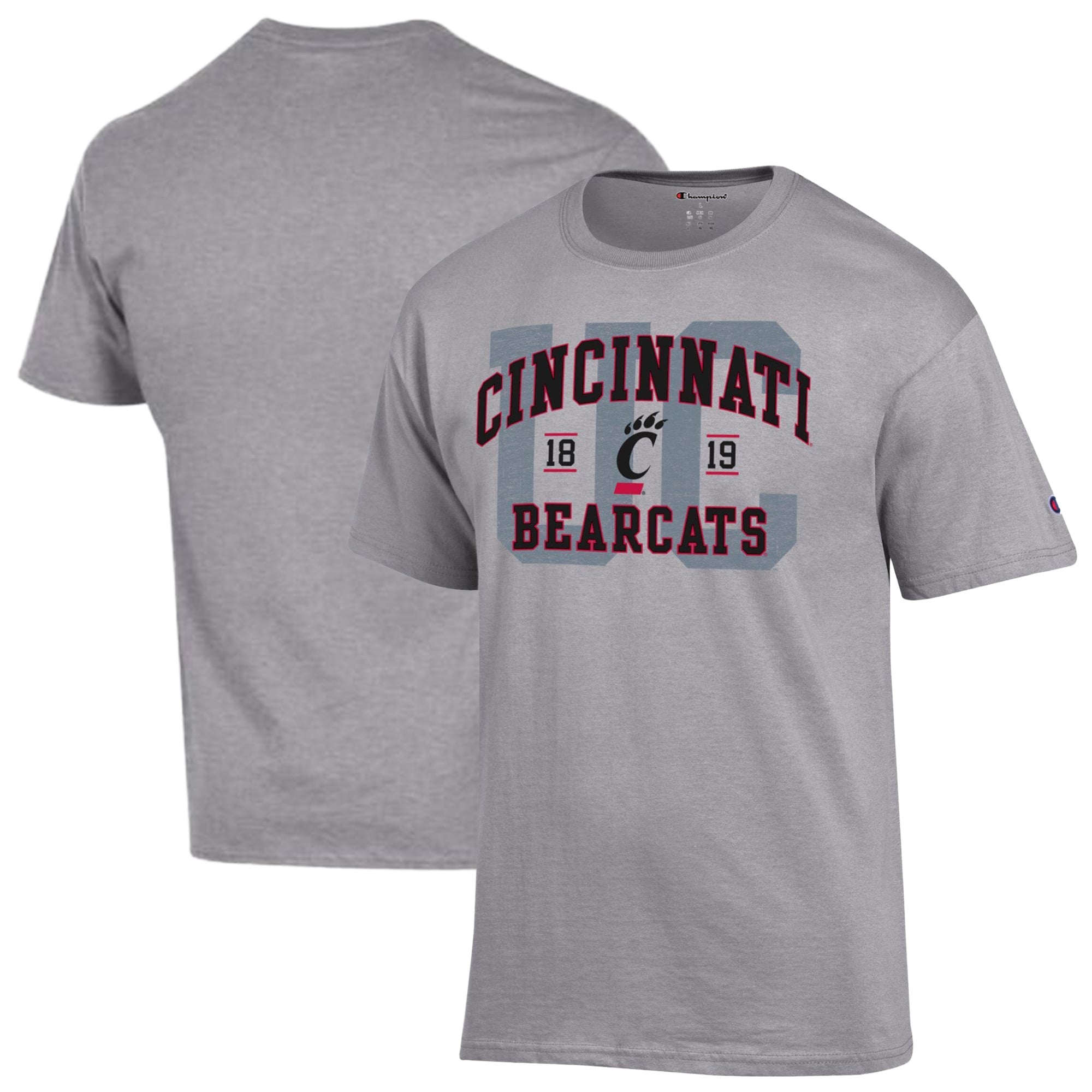 Men's Champion Heather Gray Cincinnati Bearcats Varsity T-Shirt