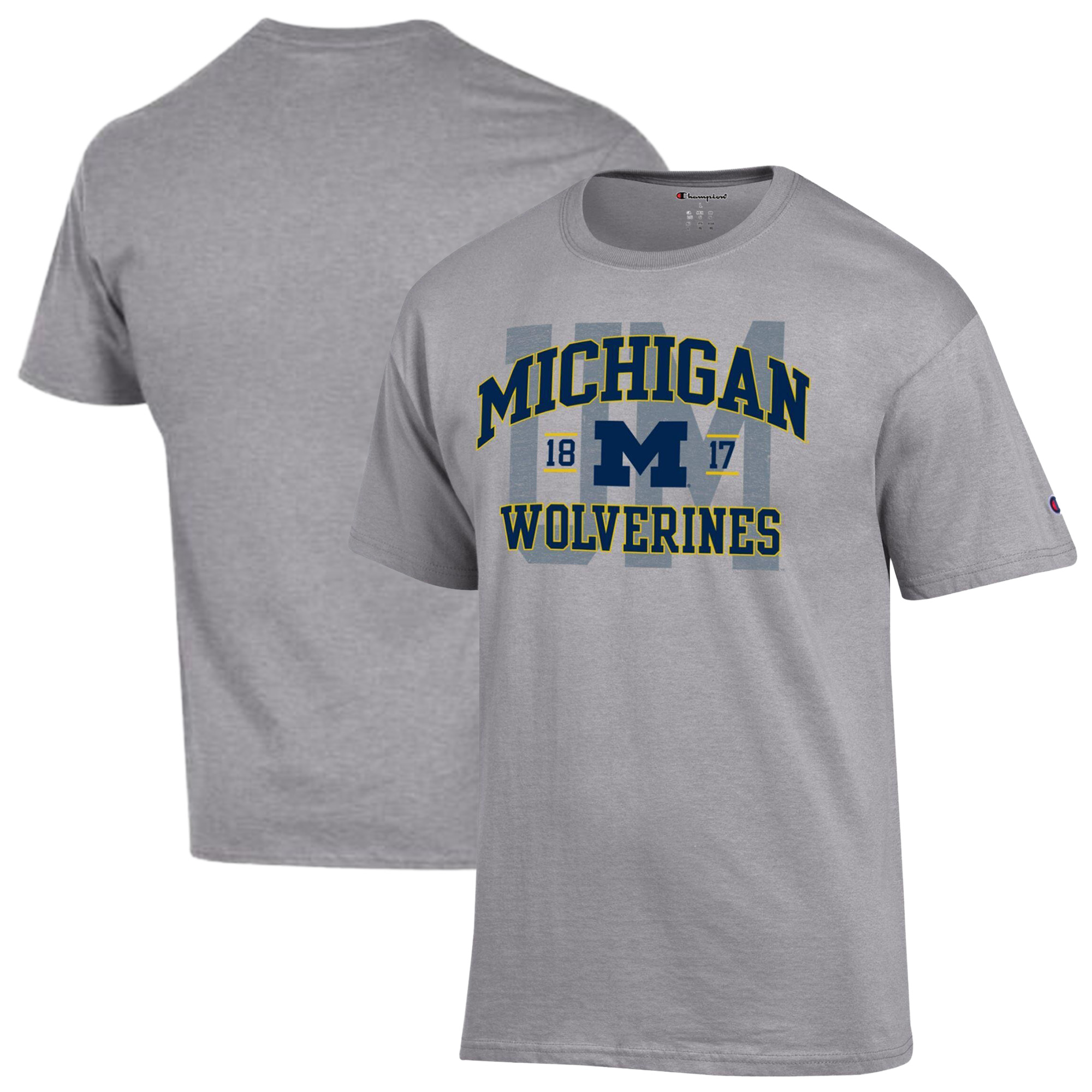 Men's Champion Heather Gray Michigan Wolverines Varsity T-Shirt