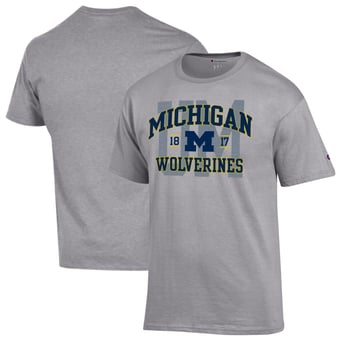 Men's Champion Heather Gray Michigan Wolverines Varsity T-Shirt