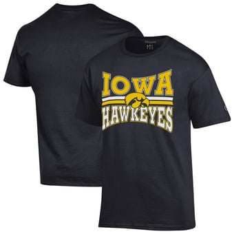 Men's Champion  Black Iowa Hawkeyes Team Zoom T-Shirt