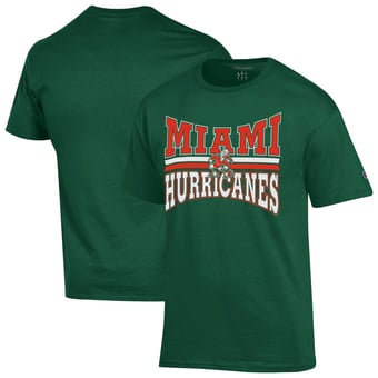 Men's Champion  Green Miami Hurricanes Team Zoom T-Shirt