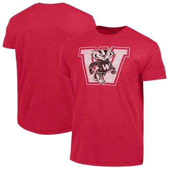 Men's Champion  Red Wisconsin Badgers Vintage Triumph Tri-Blend T-Shirt