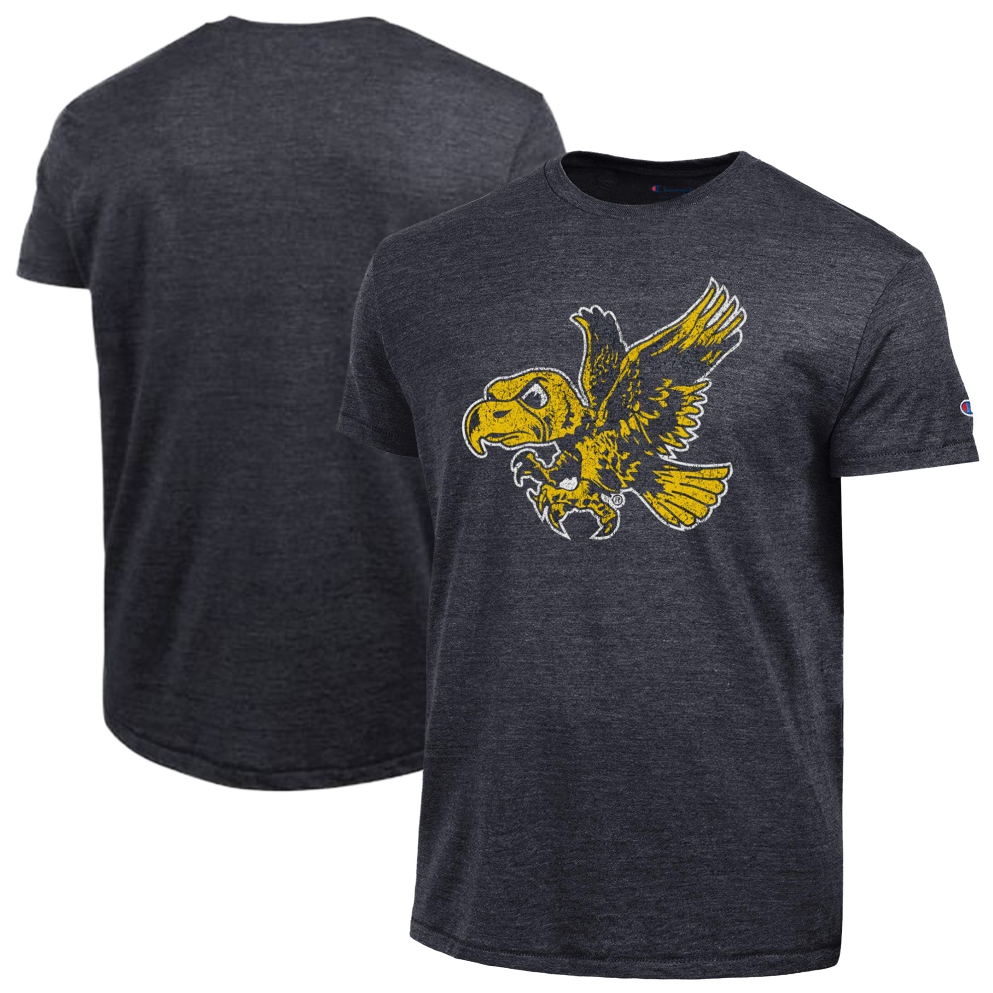 Men's Champion  Black Iowa Hawkeyes Vintage Triumph Tri-Blend T-Shirt