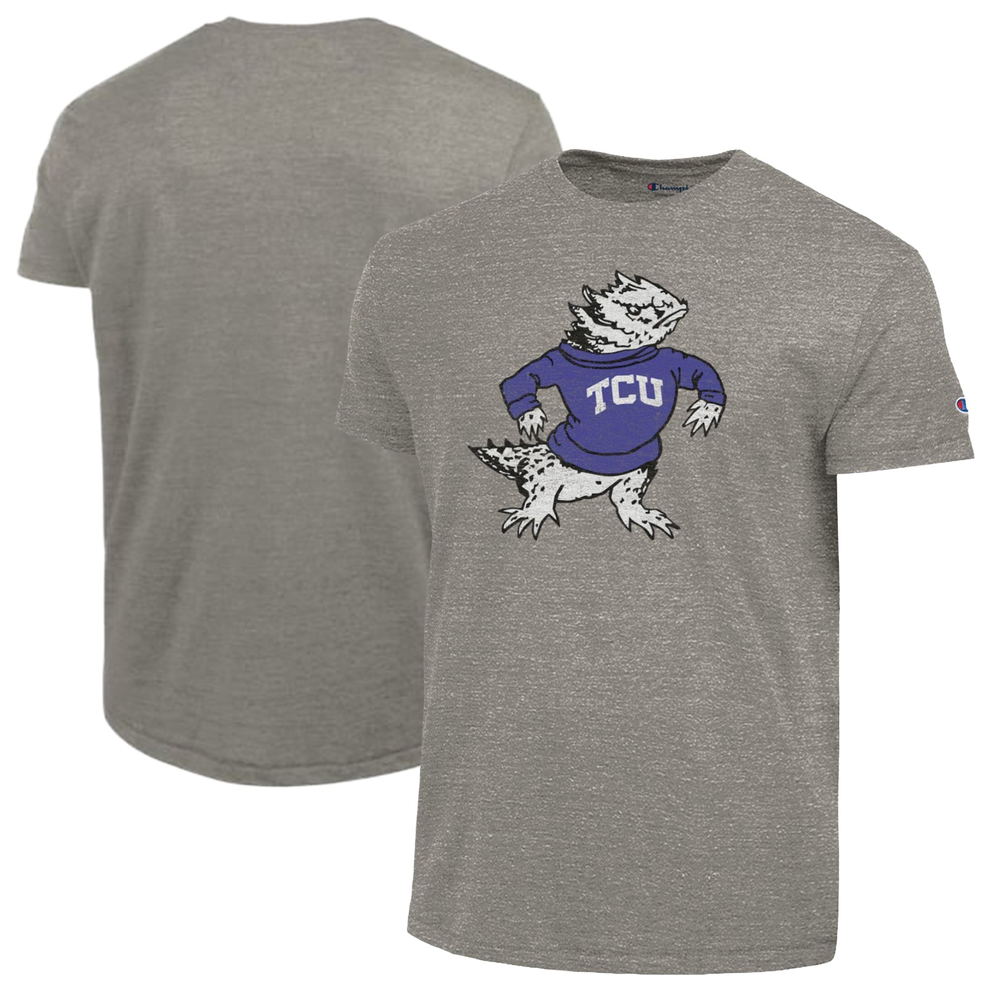 Men's Champion  Charcoal TCU Horned Frogs Vintage Triumph Tri-Blend T-Shirt