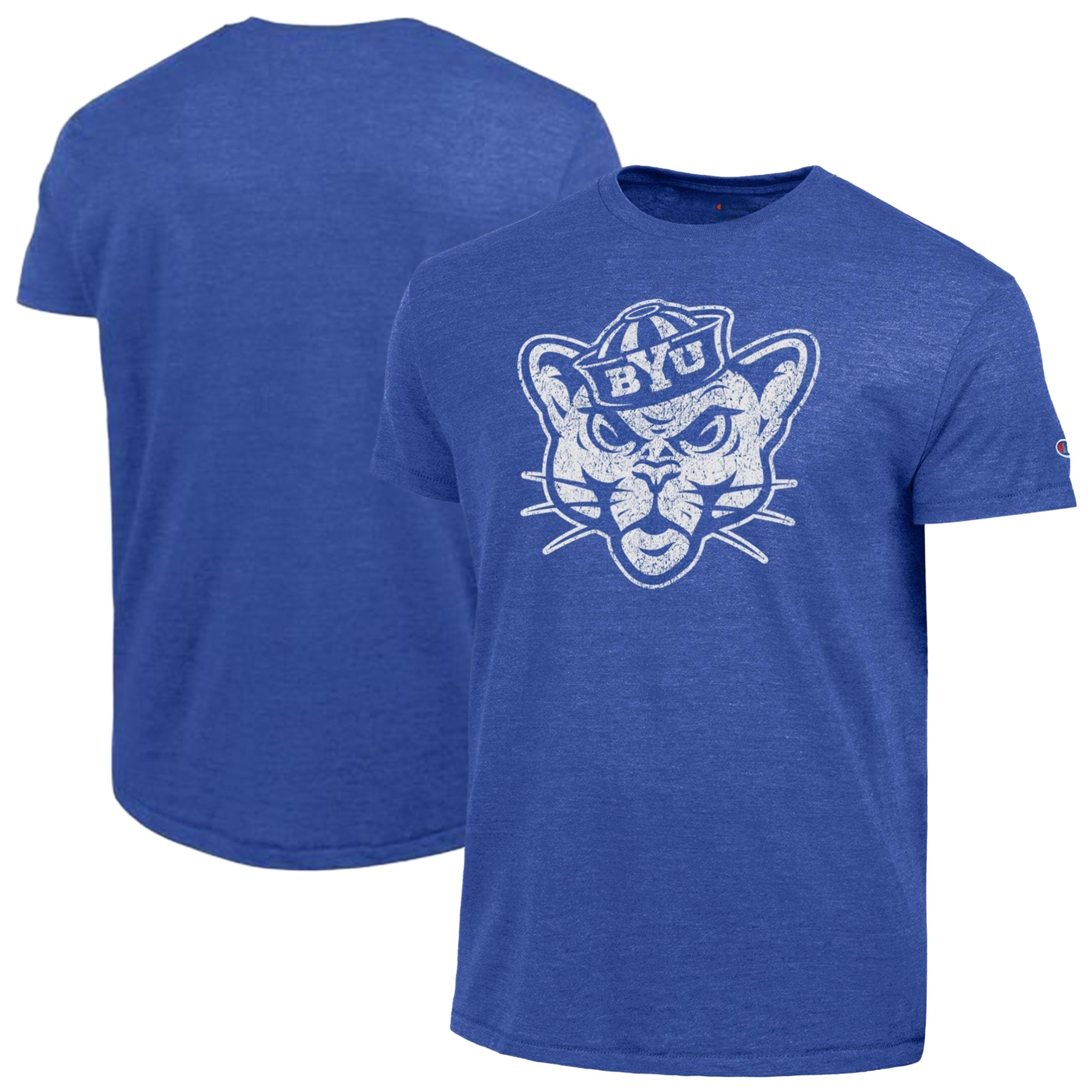 Men's Champion  Royal BYU Cougars Vintage Triumph Tri-Blend T-Shirt