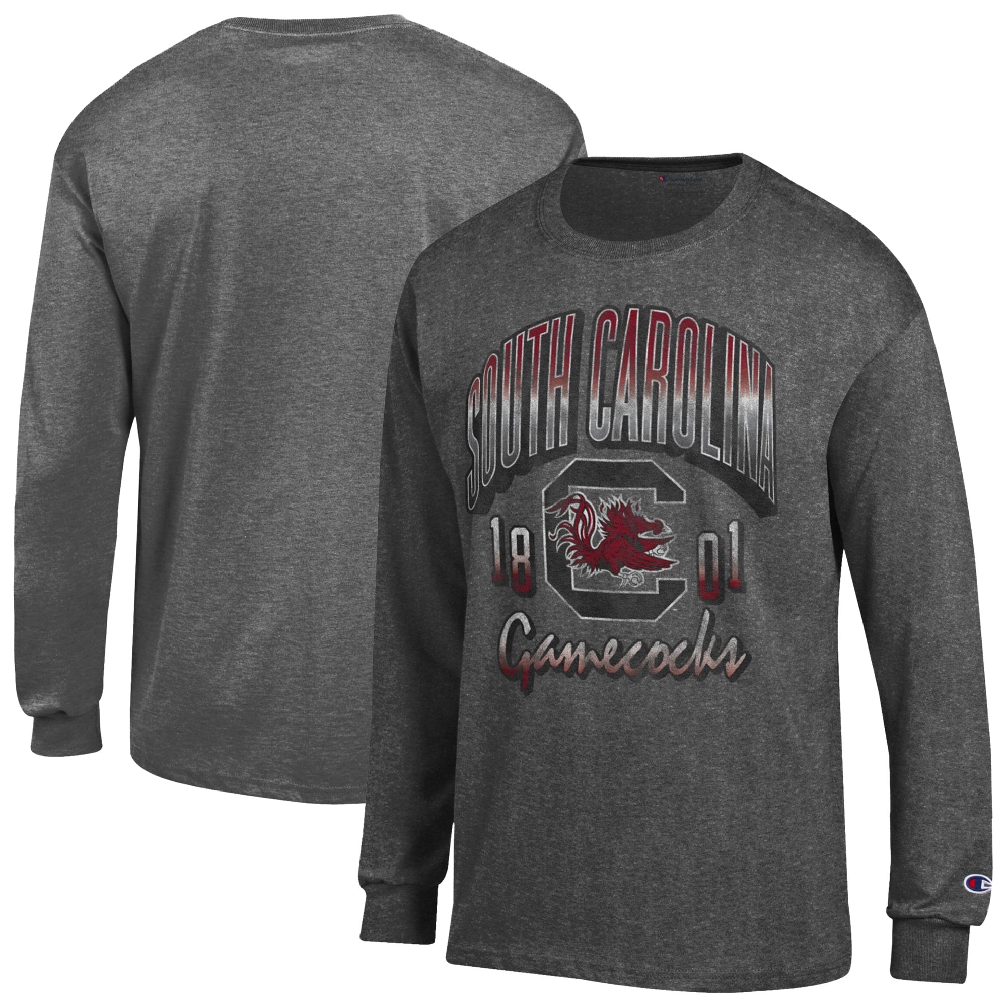 Men's Champion  Heather Charcoal South Carolina Gamecocks Bold Long-Sleeve T-Shirt