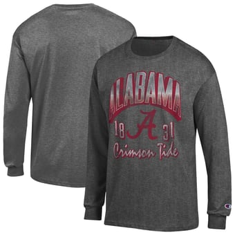 Men's Champion  Heather Charcoal Alabama Crimson Tide Bold Long-Sleeve T-Shirt