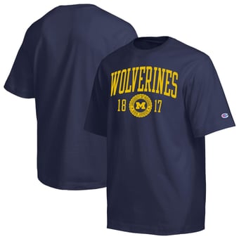 Men's Champion  Navy Michigan Wolverines Established Tradition Heavyweight T-Shirt