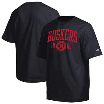 Men's Champion  Black Nebraska Huskers Established Tradition Heavyweight T-Shirt