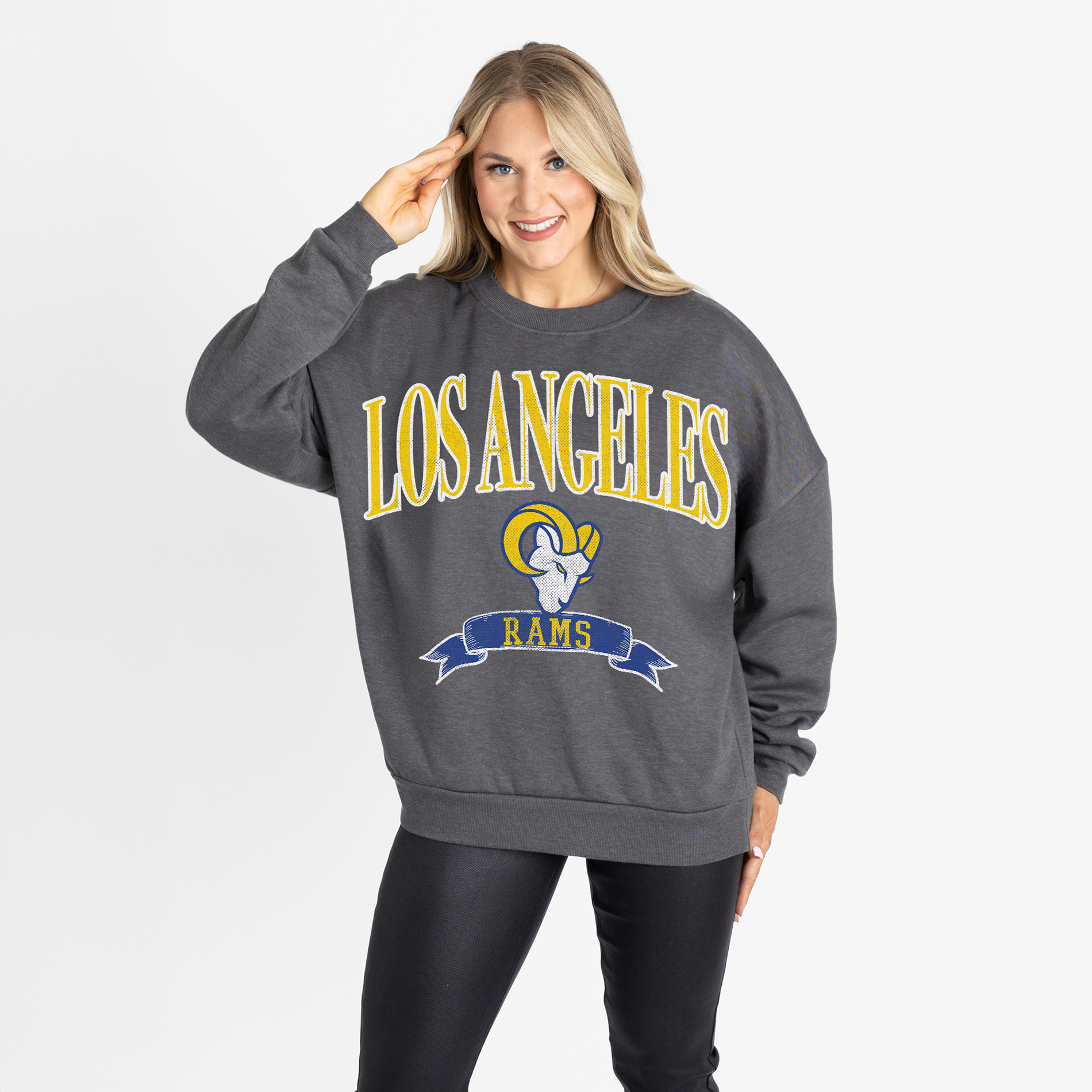 Gameday Couture Women's Charcoal Los Angeles Rams Oversized Seal The Deal Premium Fleece Sweatshirt - Charcoal