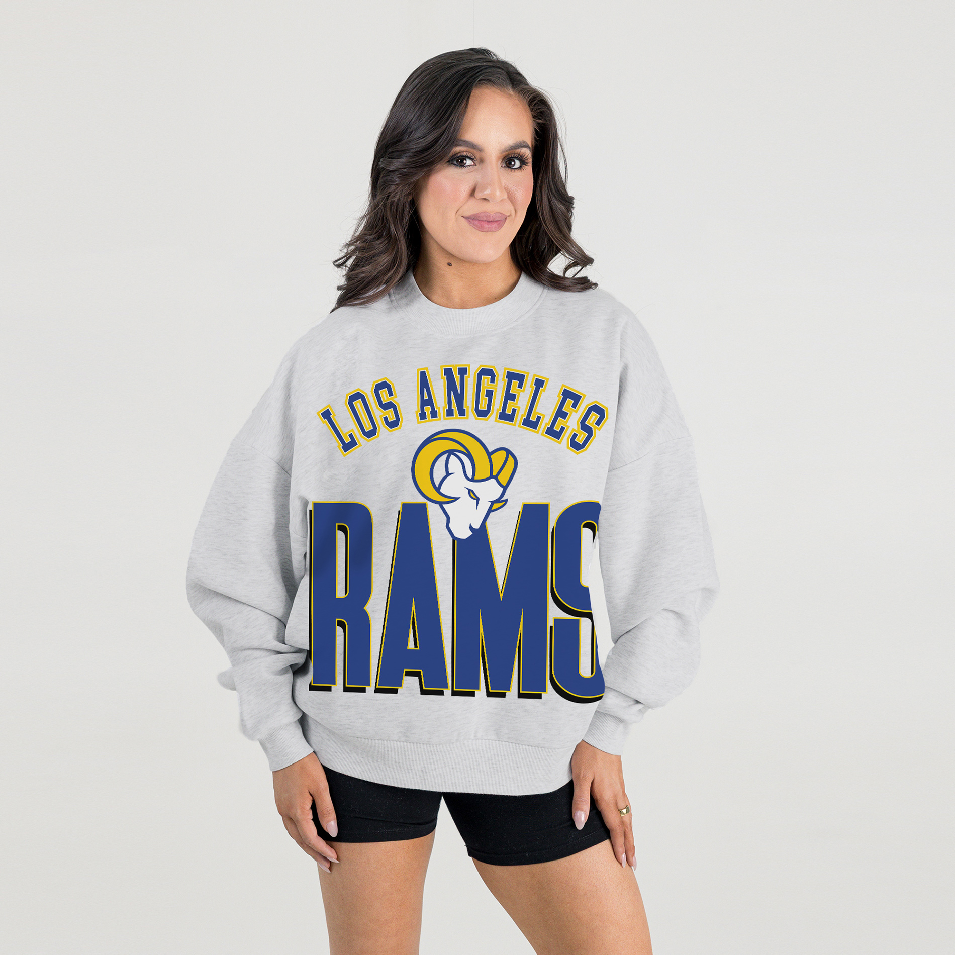 Gameday Couture Women's Ash Los Angeles Rams Oversized Fierce Focus Premium Fleece Sweatshirt - Ash