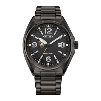 Men's Citizen Watch Black Army Black Knights Eco-Drive Sport Casual Stainless Steel Black Dial Bracelet Watch