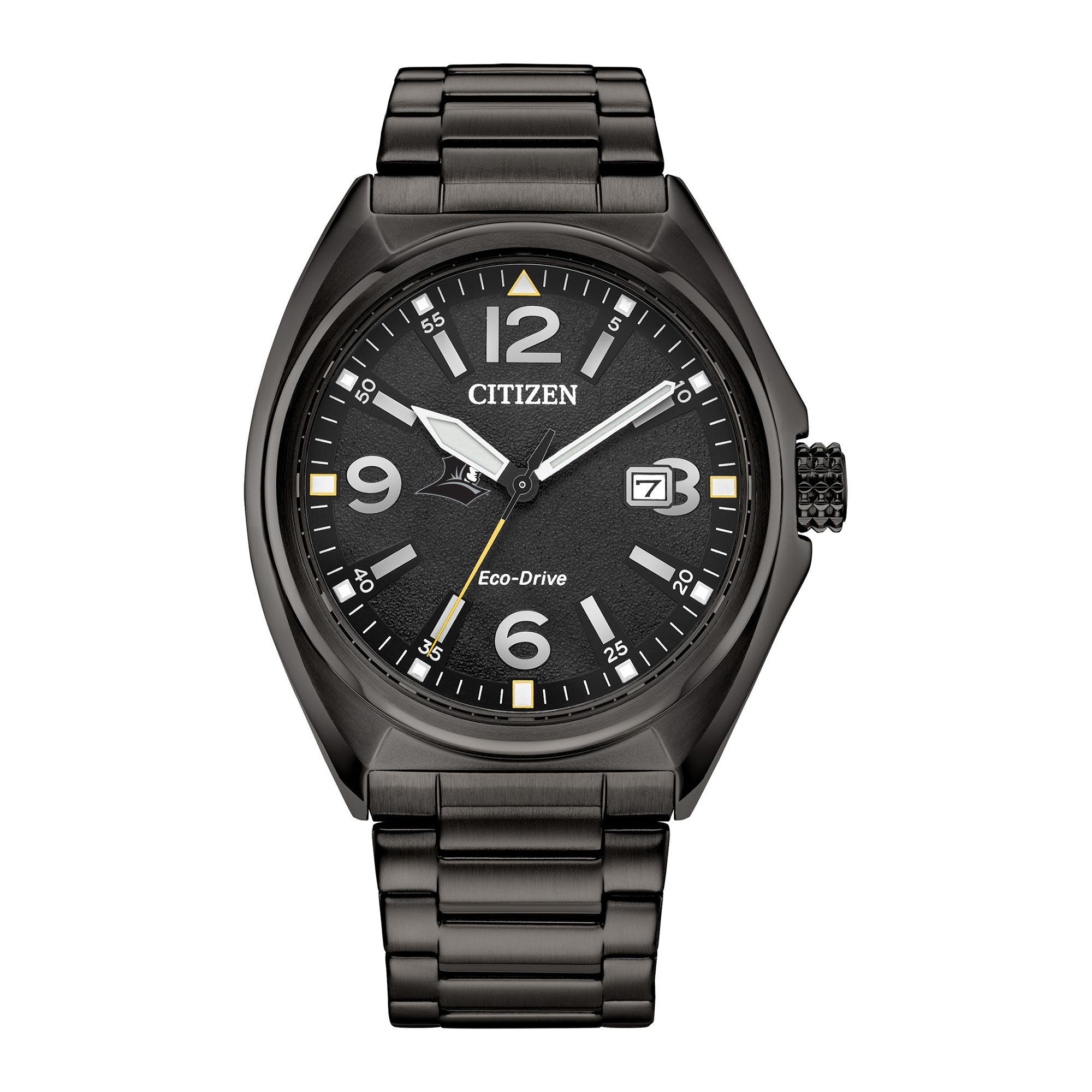 Men's Citizen Watch Black Providence Friars Eco-Drive Sport Casual Stainless Steel Black Dial Bracelet Watch
