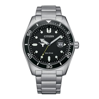 Men's Citizen Watch Silver Texas Longhorns Eco-Drive Sport Casual Stainless Black Dial Steel Watch