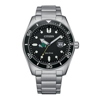 Men's Citizen Watch Silver Tulane Green Wave Eco-Drive Sport Casual Stainless Black Dial Steel Watch