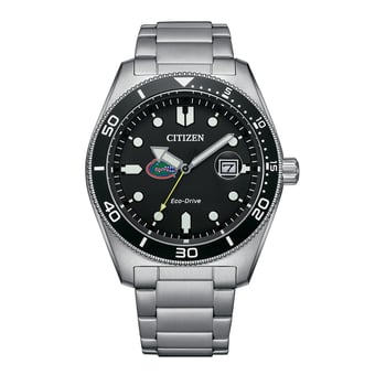 Men's Citizen Watch Silver Florida Gators Eco-Drive Sport Casual Stainless Black Dial Steel Watch