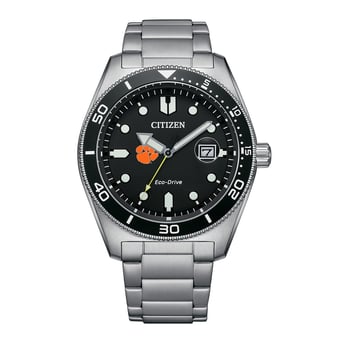 Men's Citizen Watch Silver Clemson Tigers Eco-Drive Sport Casual Stainless Black Dial Steel Watch