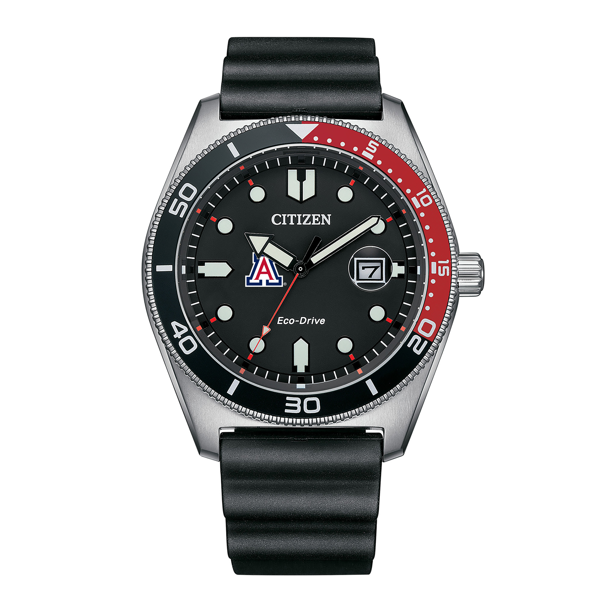 Men's Citizen Watch Black Arizona Wildcats Eco-Drive Sport Casual Black Dial Watch w/Polyurethane Strap