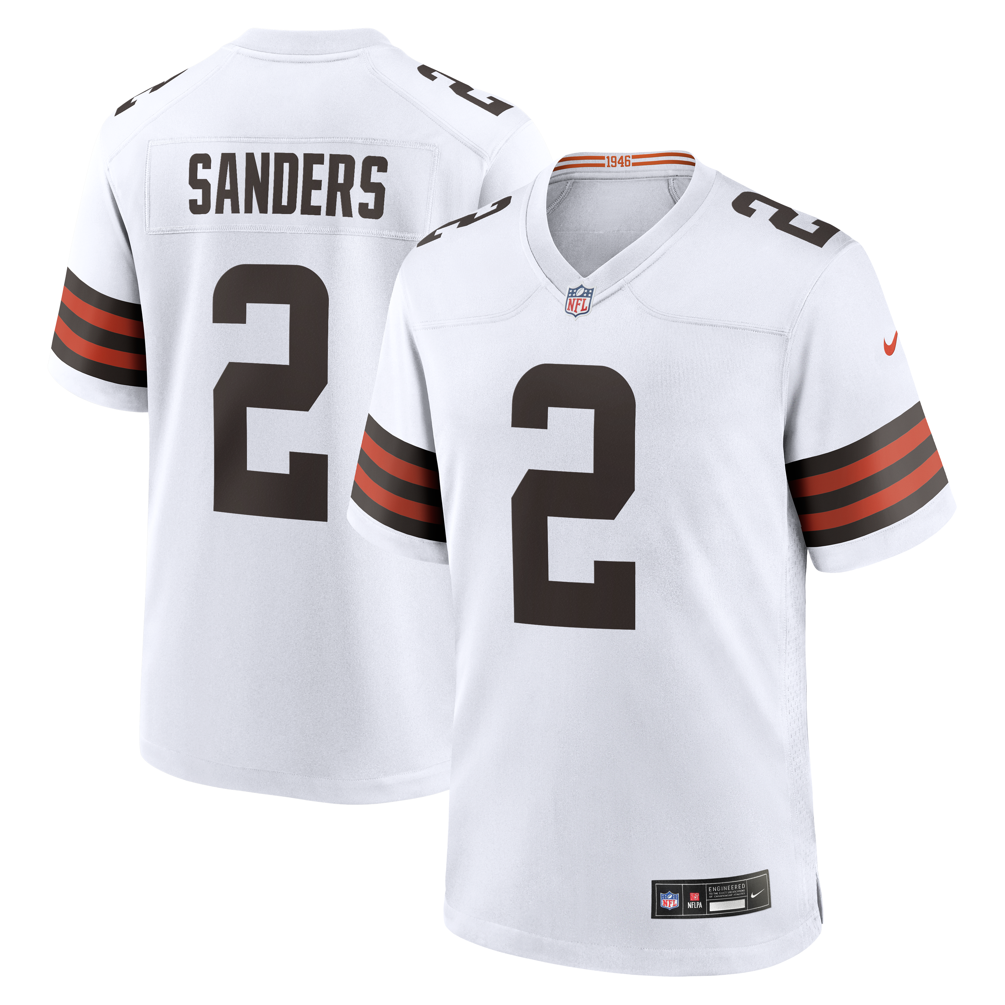 Men's Nike Shedeur Sanders White Cleveland Browns Game Jersey