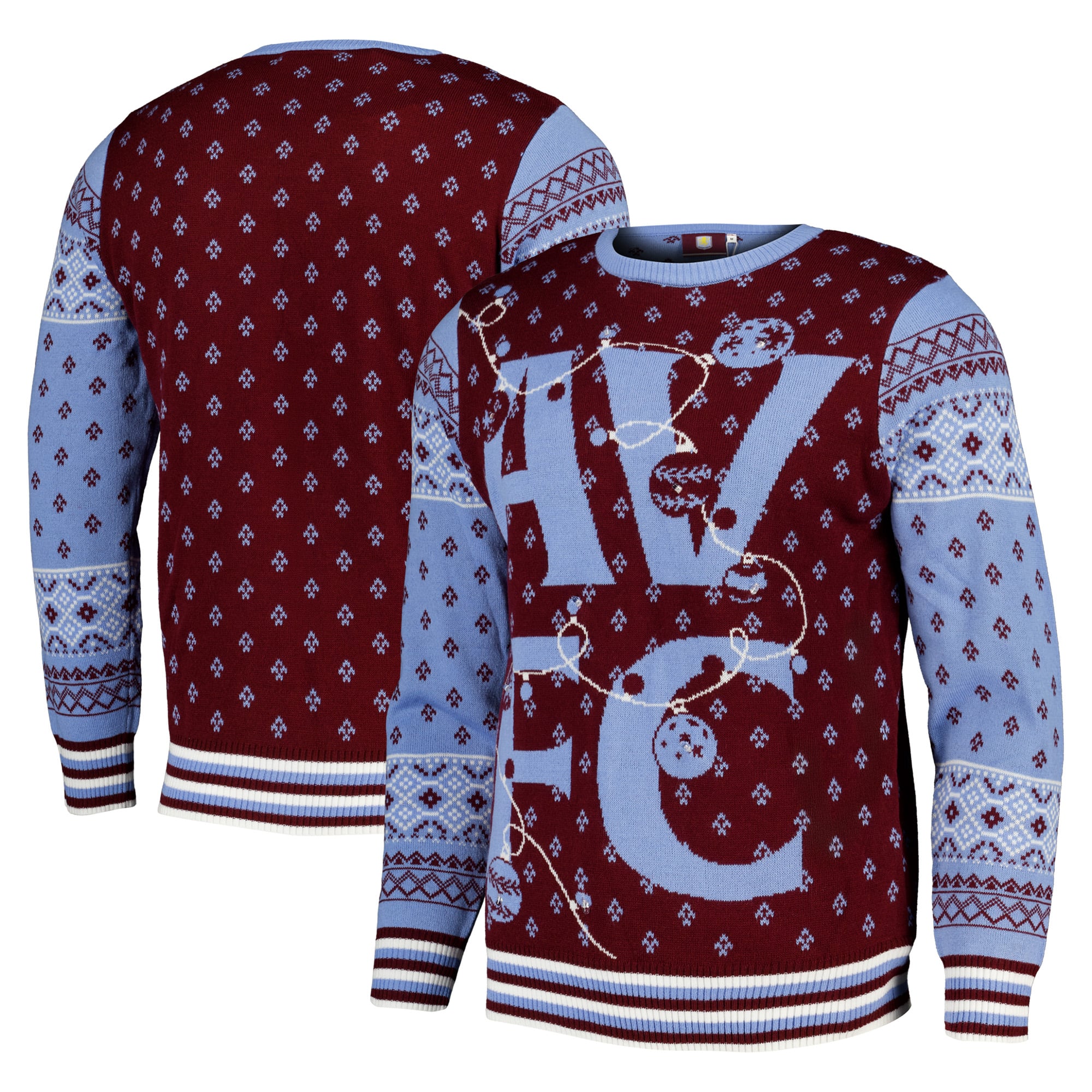 Jersey navideño luminoso del Aston Villa - Granate/Azul - Unisex