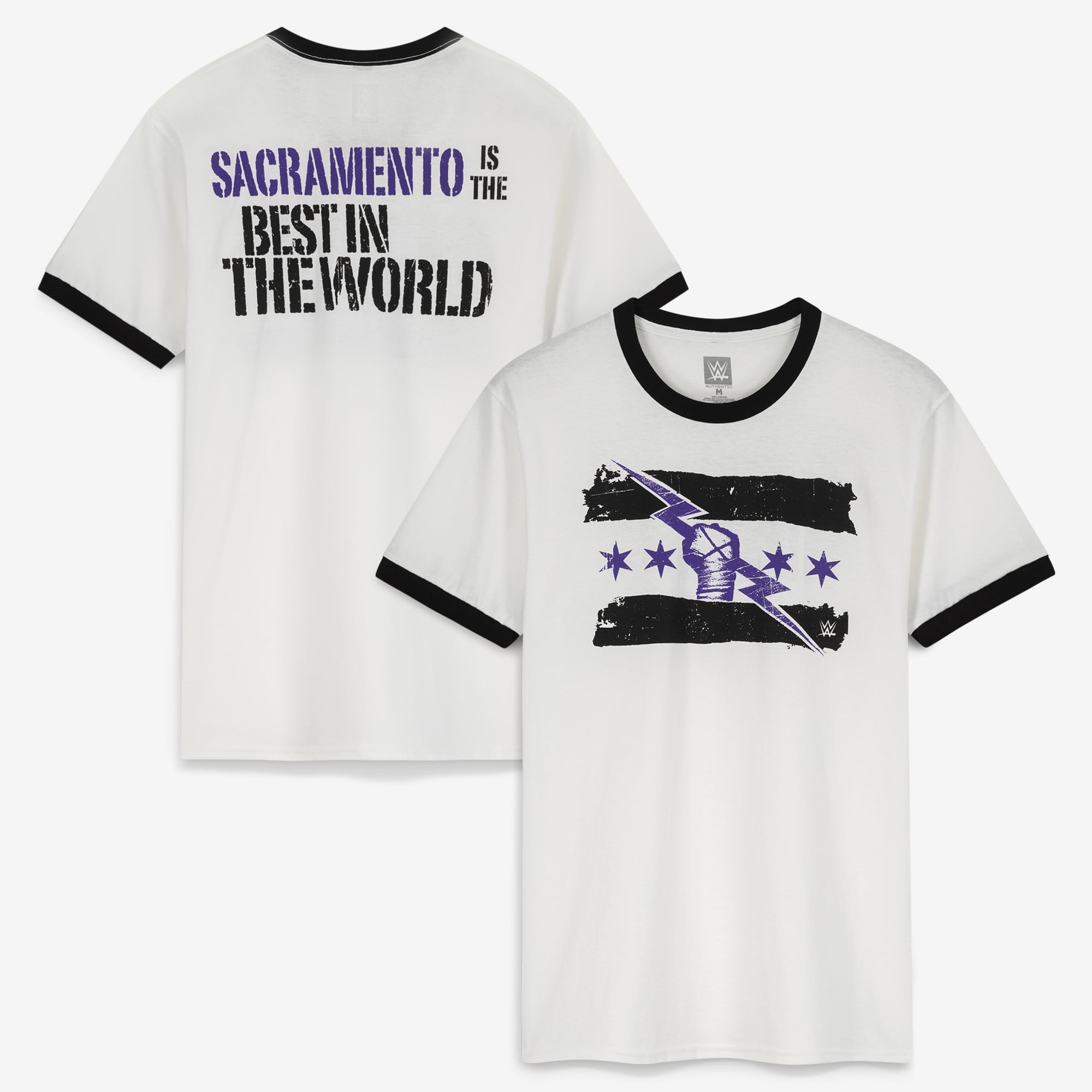 Men's  White CM Punk Best in the World Sacramento Ringer T-Shirt