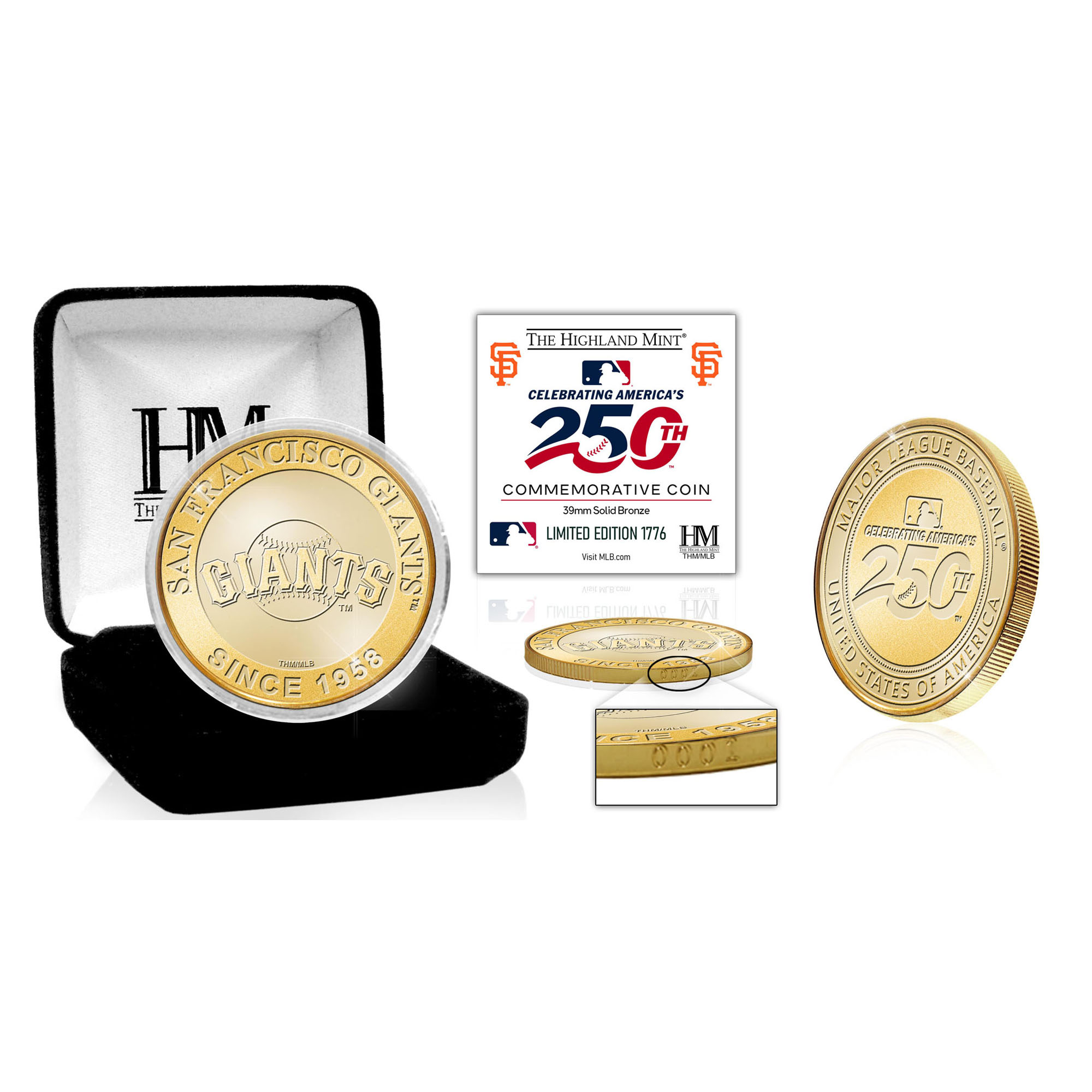 Highland Mint San Francisco Giants Limited Edition America's 250th Bronze Team Coin