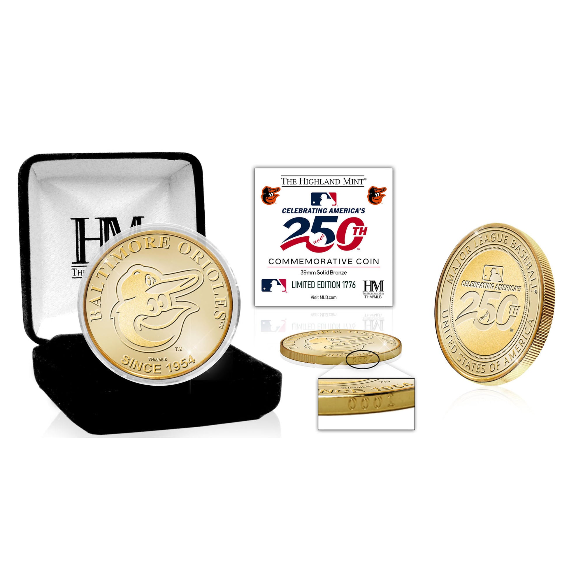 Highland Mint Baltimore Orioles Limited Edition America's 250th Bronze Team Coin