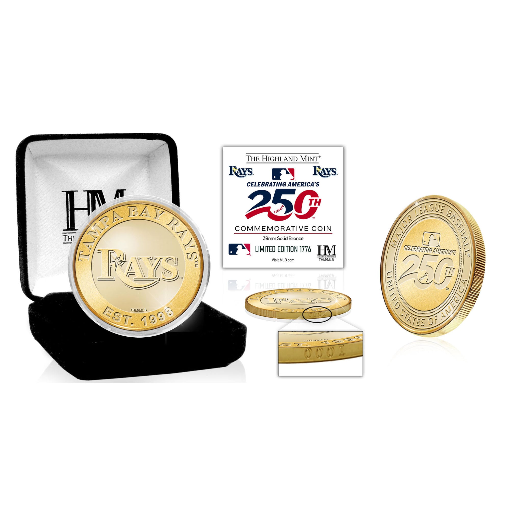 Highland Mint Tampa Bay Rays Limited Edition America's 250th Bronze Team Coin