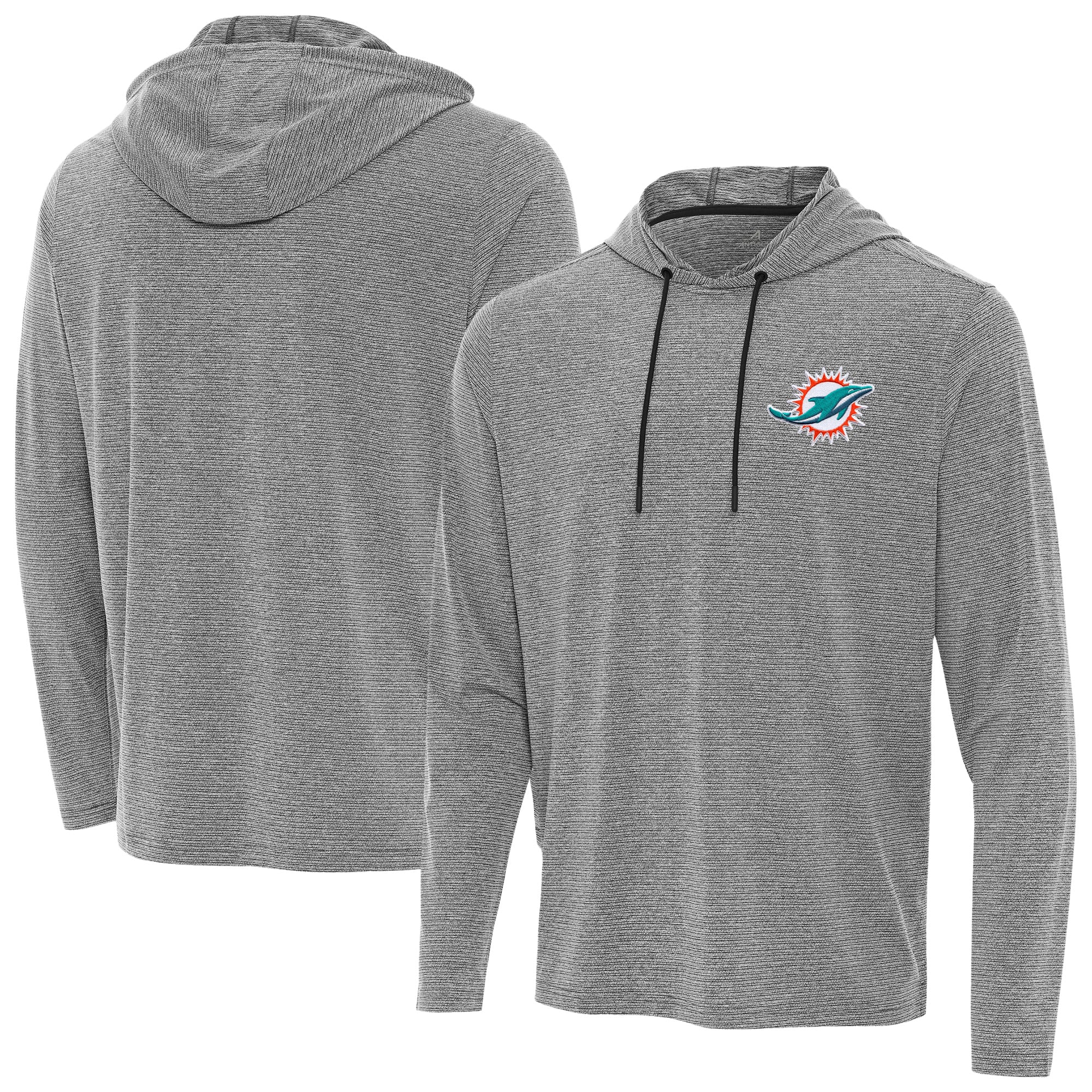 Men's Antigua Heather Black Miami Dolphins Changeover Hoodie