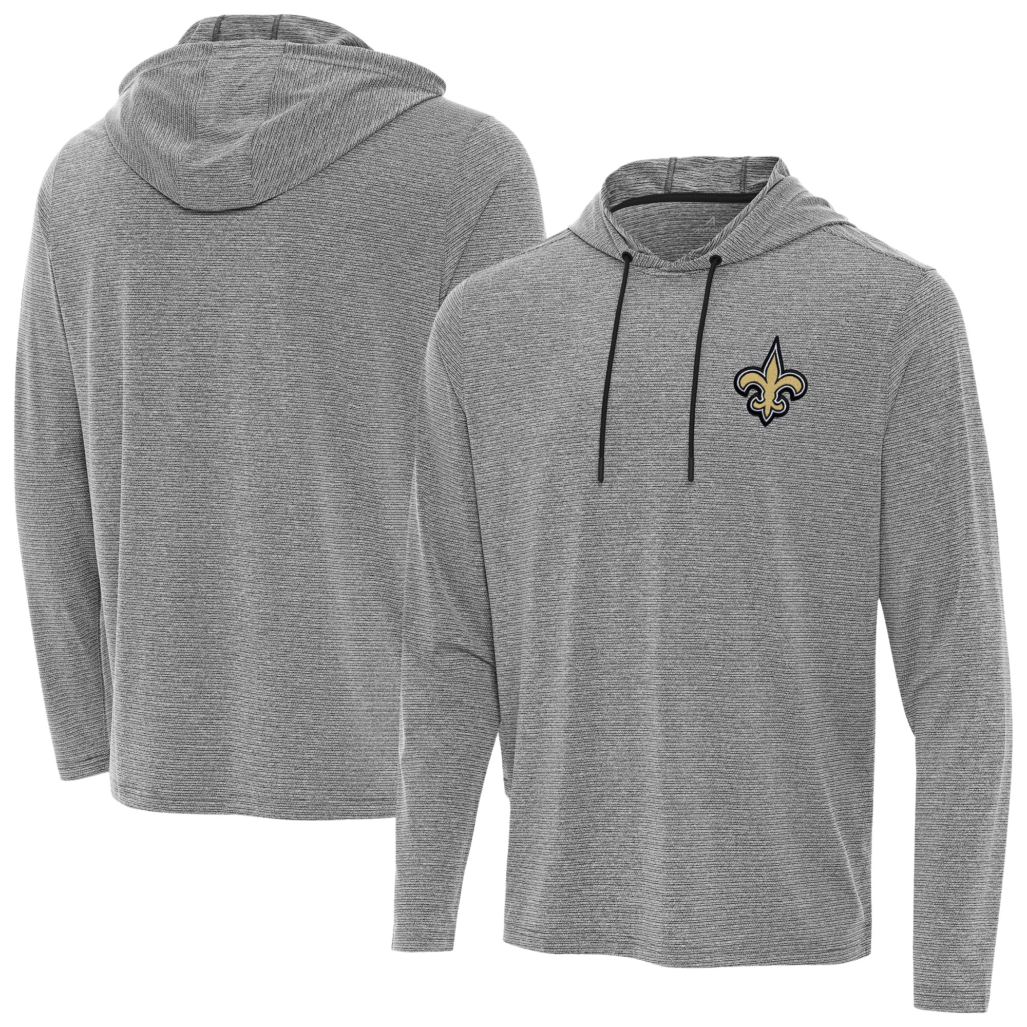 Men's Antigua Heather Black New Orleans Saints Changeover Hoodie