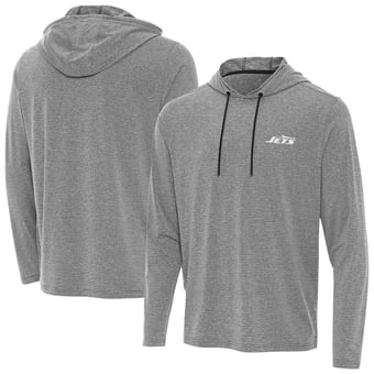 Men's Antigua Heather Black New York Jets Changeover Hoodie