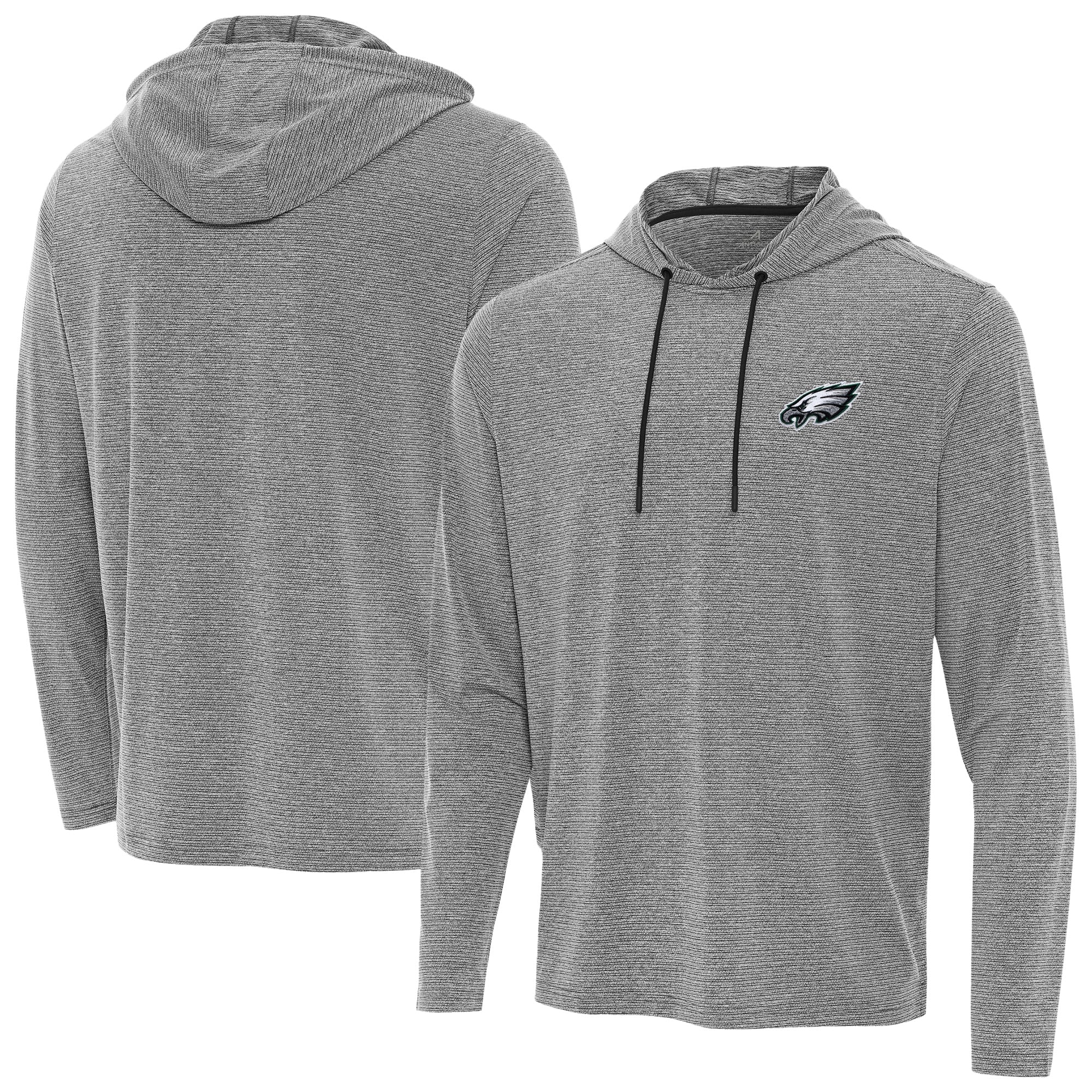 Men's Antigua Heather Black Philadelphia Eagles Changeover Hoodie