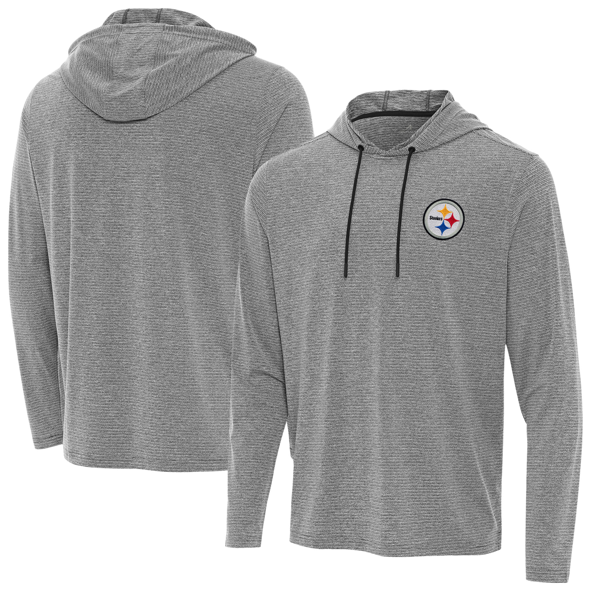 Men's Antigua Heather Black Pittsburgh Steelers Changeover Hoodie