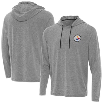 Men's Antigua Heather Black Pittsburgh Steelers Changeover Hoodie