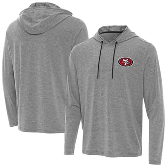 Men's Antigua Heather Black San Francisco 49ers Changeover Hoodie
