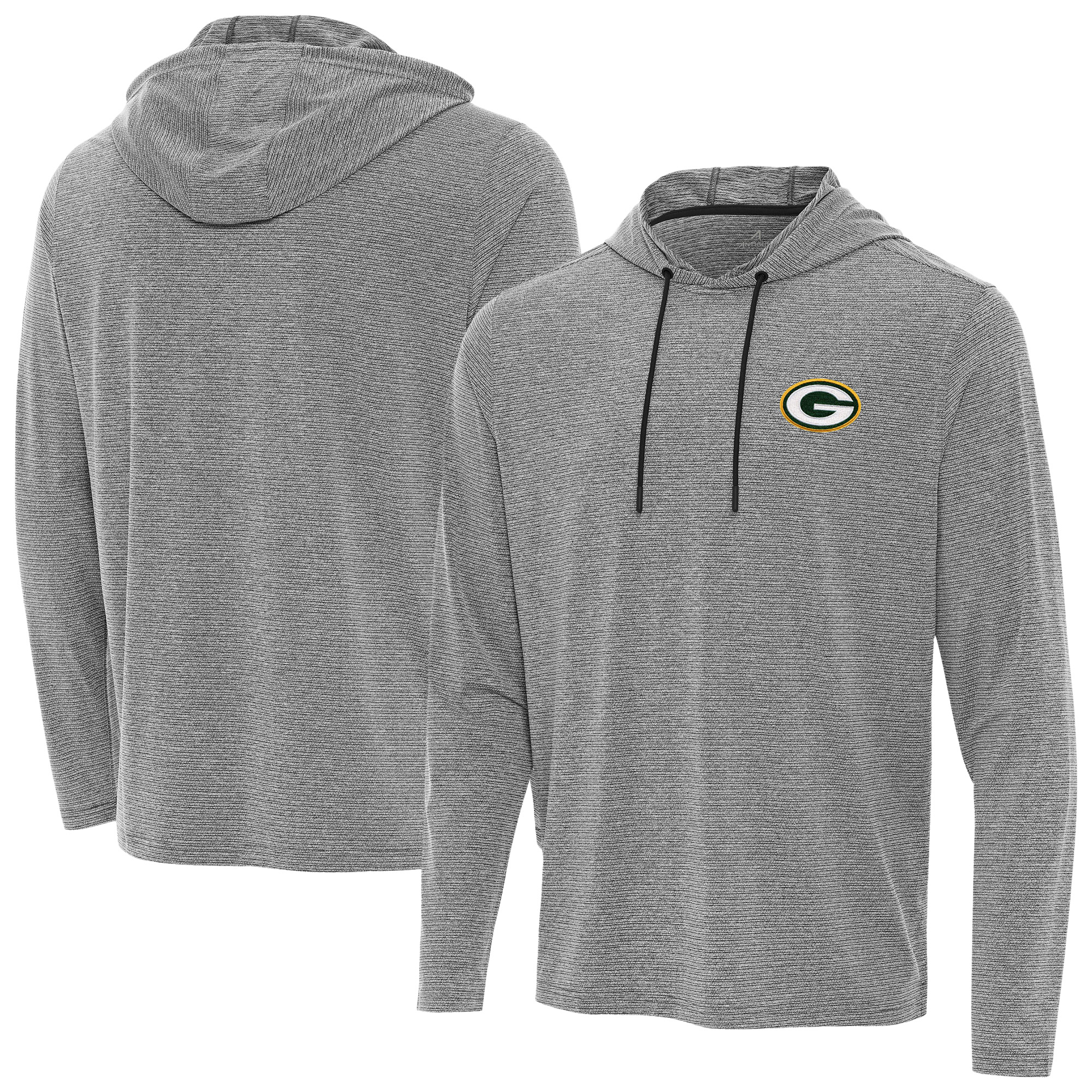 Men's Antigua Heather Black Green Bay Packers Changeover Hoodie
