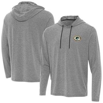 Men's Antigua Heather Black Green Bay Packers Changeover Hoodie
