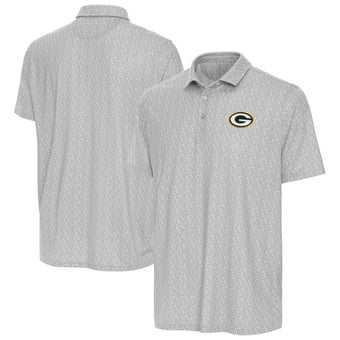 Men's Antigua Gray Green Bay Packers Botanic Polo