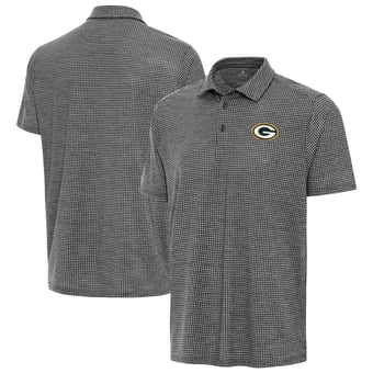 Men's Antigua Heather Black Green Bay Packers Replica Polo