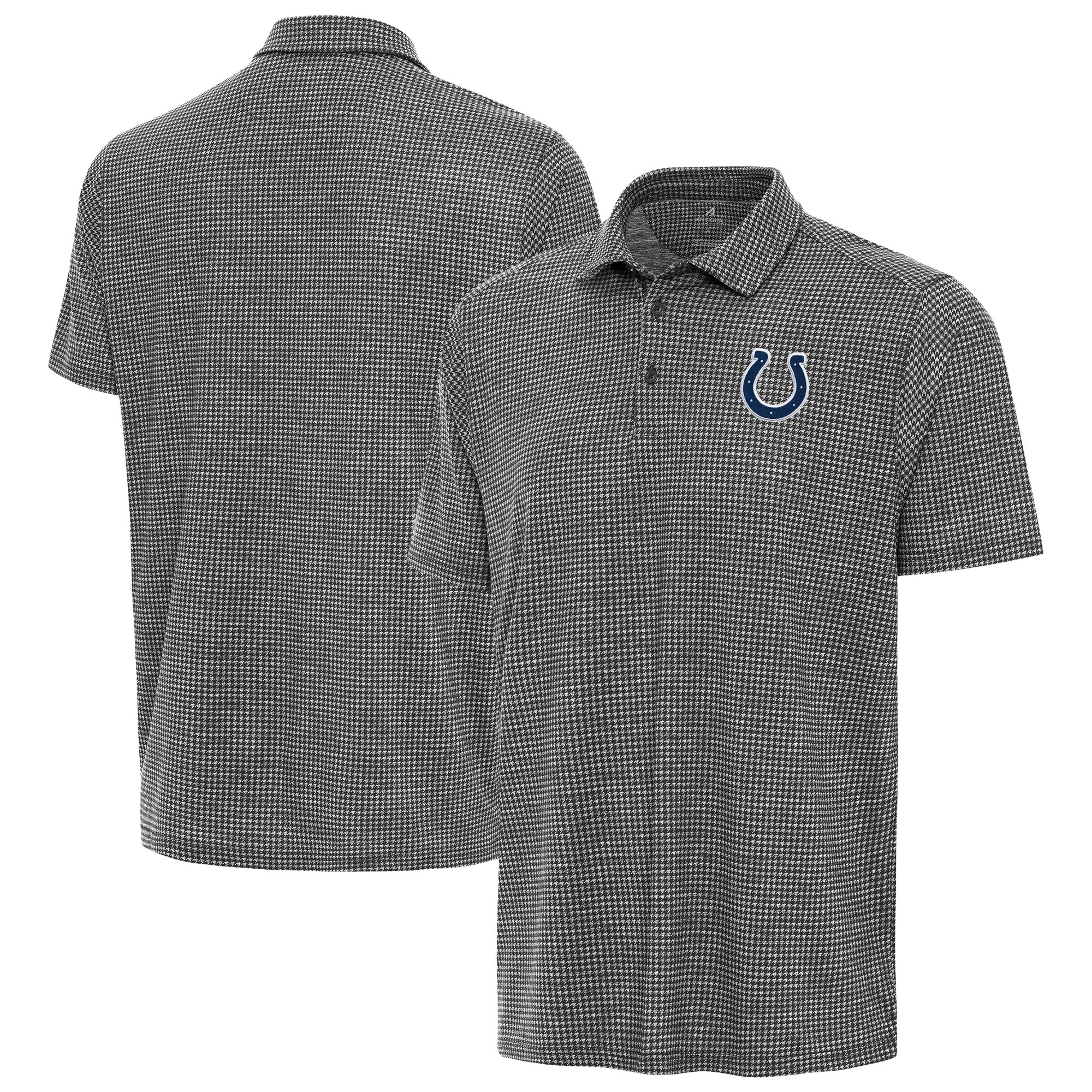 Men's Antigua Heather Black Indianapolis Colts Replica Polo